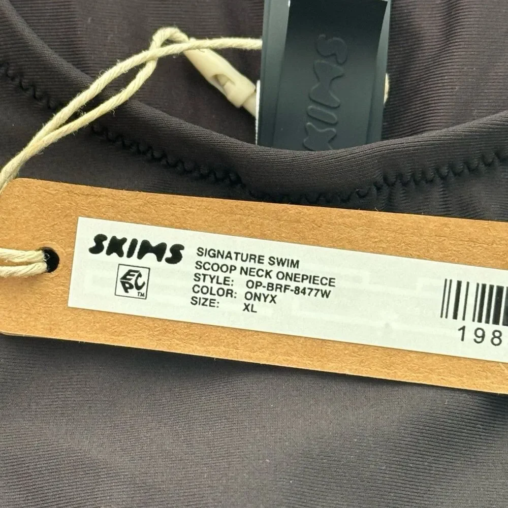 Skims Signature Swim Scoop Neck One Piece Onyx Size XL
